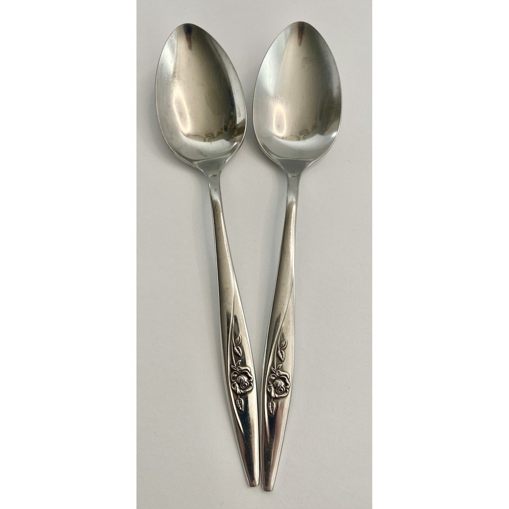 Oneidacraft Deluxe Lasting Rose Serving Spoons Stainless Steel Flatware 2